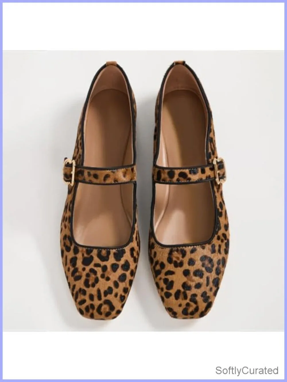 Women's Mesh Ballet Flats Square Toe Mary Jane Buckle Strap Suede Casual